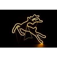 Shatchi Jumping Reindeer Neon Effect Rope Light Silhouette Double Side 90 Warm White LEDs Christmas Outdoor in Yellow