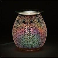 KDMD 3D Geometric Flower Light Up Electric Oil Burner in Silver