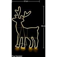Shatchi Standing Reindeer Neon Effect Rope Light Silhouette Double Side 90 Warm White LEDs in Yellow