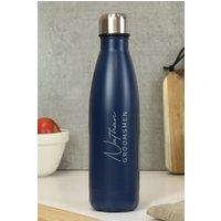 Personalised Memento Company Personalised Two Lines Navy Metal Insulated Drinks Bottle