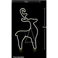 Shatchi Reindeer Neon Effect Rope Light Silhouette Double Side 90 Warm White LEDs Christmas Outdoor in Yellow
