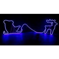 Shatchi Reindeer with Sleigh Neon Effect Rope Light Silhouette Double Side 90 Blue LEDs