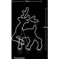 Shatchi Walking Reindeer Neon Effect Rope Light Silhouette Double Side 90 Cool White LEDs Christmas Outdoor