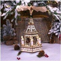 Netagon Battery Powered Wooden Christmas Pyramid with 6 LED Lights in White
