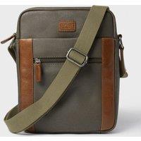 OSPREY LONDON Men's The Small Grantham Waxed Canvas & Leather Messenger Bag in Khaki