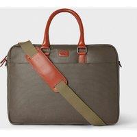 OSPREY LONDON Men's The Grantham Waxed Canvas & Leather Laptop Bag in Khaki