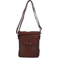 Ashwood Leather Women's 'Tramonto' Vintage Woven Leather Crossbody Bag in Light Brown