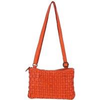Ashwood Leather Women's 'Magnificenza' Vintage Woven Classic Leather Crossbody Bag in Orange