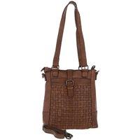 Ashwood Leather Women's 'Perfezione' Vintage Woven Leather Shoulder Bag in Taupe