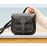 Paper High Women's Black Buffalo Leather Curved Saddle Bag