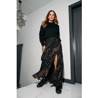 Finding Friday Women's Metallic Jacquard Aline Maxi Skirt With Ruffle Detail in Bronze | Size: 14