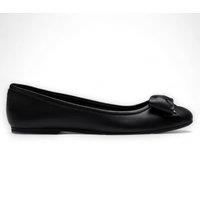 Windsor Smith Women's Leather Flat Bellarina Shoes With Bow - Bunny in Black | Size: 4