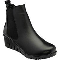 Lotus Women's Black Leather 'Dresden' Wedge Ankle Boots | Size: 5