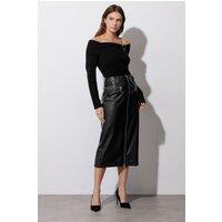 Star by Julien Macdonald Women's Faux Leather Zip Detail Skirt in Black | Size: 22