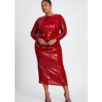 Quiz Women's Red Curve Sequin Midaxi Dress | Size: 18