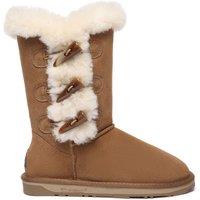 EverAu Australia Women's Real Sheepskin Ashy Horn Toggle Buttons Tall Boots with TPR Sole in Brown | Size: 6
