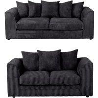 SquareBoxx Lennox Sofa Set 3+2 in Black
