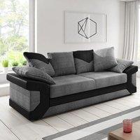 SquareBoxx Arlo Corded Fabric Sofa with Leather-Effect Arms 3 Seater in Grey