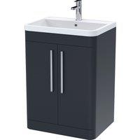 Balterley Contemporary Floor Standing 2 Door Bathroom Vanity Unit, Grey, 600mm in Black