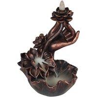 KDMD Bronze Effect Hand with Flower Backflow Incense Burner