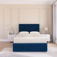 Sloomy California Divan Bed Set With No drawers & Matching Footboard - Plush Velvet in Navy | Size: Small Double