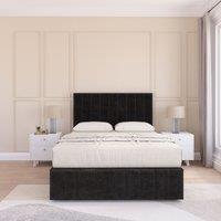 Sloomy California Divan Bed Set With No drawers & Matching Footboard - Plush Velvet in Black | Size: King
