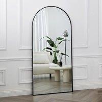 Home Garden Direct Anax - Black Frame Arch Mirror - Standing or Wall Mirror