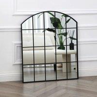 Home Garden Direct Aion - Black Frame Industrial Mirror - 90x75