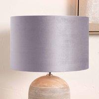 Ruma Light Grey Velvet Cylinder Shade for Table Lamps & Floor Lamps | Size: 16 inches