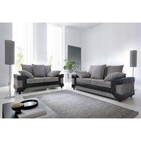 SquareBoxx Arlo Corded Fabric Sofa with Leather-Effect Arms 3+2 in Grey