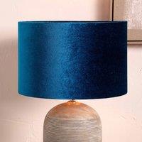 Ruma Royal Blue Velvet Cylinder Lampshade for Table Lamps | Size: 18 inches