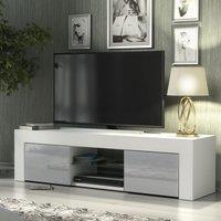 Creative Furniture TV Unit 130cm Modern - White with High Gloss Grey Doors