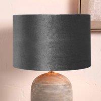 Ruma Dark Grey Velvet Drum Lampshade for Table Lamps | Size: 16 inches