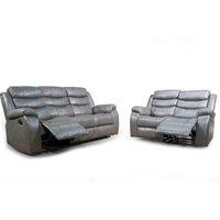 Venlo Leather Like Manual Reclining Sofa Suite 3 Seater and 2 Seater Black, Brown or Grey