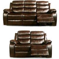 Venlo Leather Like Manual Reclining Sofa Suite 3 Seater and 2 Seater Black, Brown or Grey