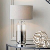 Ruma Glass Cylinder Table Lamp With Gold Detail & White Lampshade in Grey