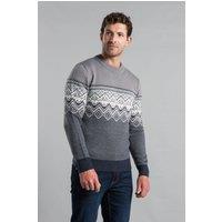 Kensington Eastside Men's Crew Neck Jumper with Jacquard Knit in Mid Grey | Size: 2XL