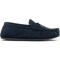 Mokkers Men's Bruce Real Suede Moccasin Slippers in Navy | Size: 8