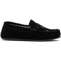 Mokkers Men's Bruce Real Suede Moccasin Slippers in Black | Size: 12