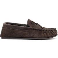 Mokkers Men's Bruce Real Suede Moccasin Slippers in Dark Brown | Size: 8