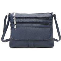 Fontanella Fashion Women's Quadruple Zips PU Messenger Bag in Navy