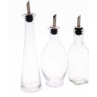 KitchenCraft 3pc Oil & Vinegar Glass Bottle Set with Bellied, Pyramid & Regular Bottles