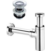 Nes Home Universal Chrome Bottle Trap & Slotted Waste for Bathroom Basin Sink in Silver