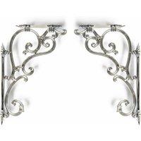 Nes Home Chrome Traditional Antique Iron Cast Wall Shelf Toilet Cistern Brackets in Silver