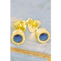 Otis Jaxon London Women's Sapphire September Birthstone Sterling Silver Stud Earrings in Gold