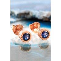 Otis Jaxon London Women's Sapphire September Birthstone Sterling Silver Stud Earrings in Rose Gold
