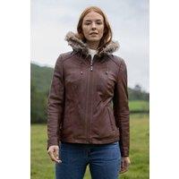Lakeland Leather Women's 'Applethwaite' Hooded Leather Jacket in Brown | Size: 10
