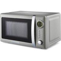 Geepas Retrovive 700W Digital Microwave Oven with 12 Presets, Defrost & 20L Capacity, Grey in Mid Grey