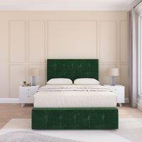 Sloomy Cambridge Divan Bed Set With No drawers & Matching Footboard - Plush Velvet in Emerald | Size: Small Double
