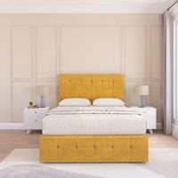 Sloomy Cambridge Divan Bed Set With No drawers & Matching Footboard - Plush Velvet in Gold | Size: Super King